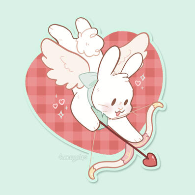 Cupid Bunny Sticker